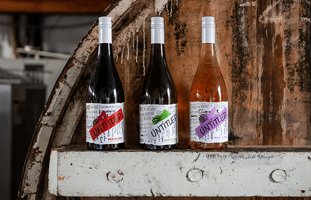 Three wine bottles from the Untitled Wines range