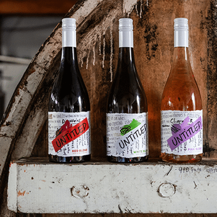 Three wine bottles from the Untitled Wines range