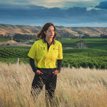 Katie Bruce standing in a field