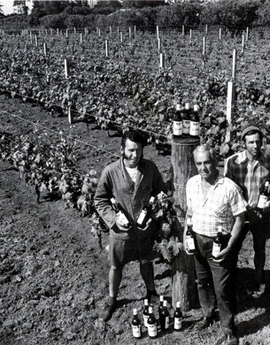 Tony, Rex and Frank Soljian in front of the Soljans vineyard
