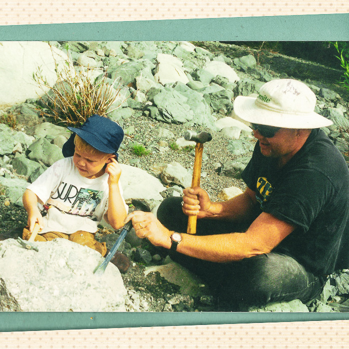 Jack and Lindsey Hill looking for fossils.