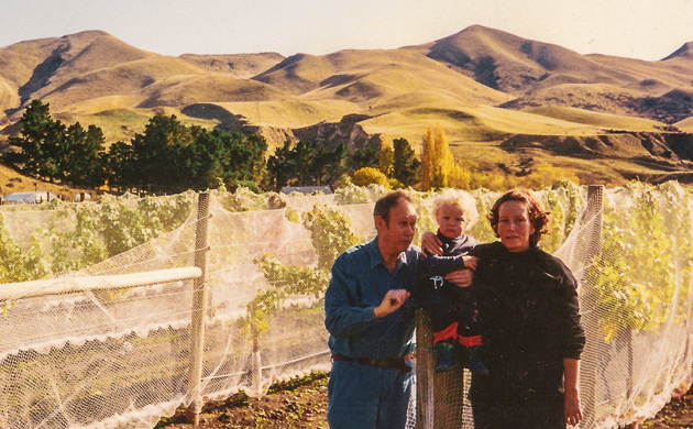 Lindsey, Jack and Vic Hill in a vineyard