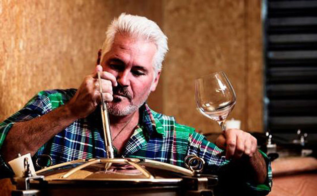 Mike Weersing sampling wine