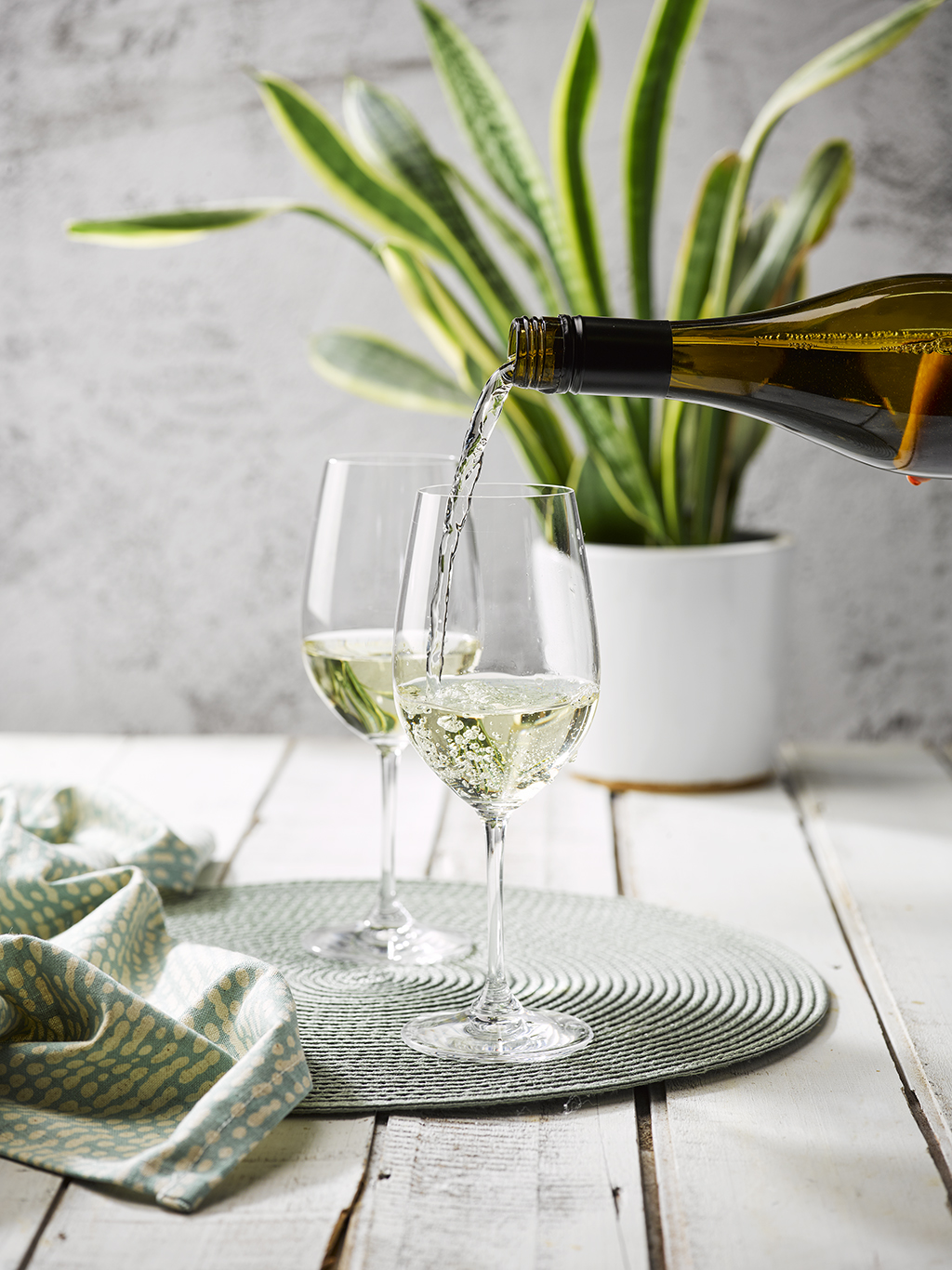 White wine being poured